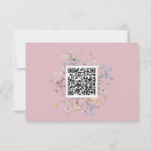 Pink Wildflower Garden Elegant Wedding QR 出欠カード (裏面)