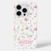 Pink Wildflower Garden Monogrammed Case-Mate iPhoneケース (裏面)