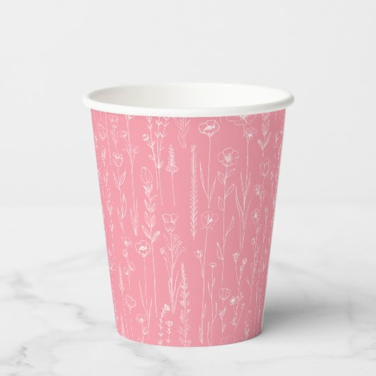 Pink Wildflower Party Cup | Floral Pattern Design 紙コップ (裏面)