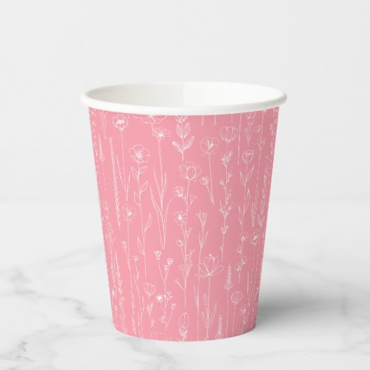 Pink Wildflower Party Cup | Floral Pattern Design 紙コップ (左)