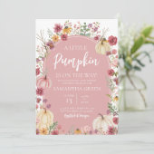 Pink Wildflower Pumpkin Baby Shower 招待状 (スタンド正面)
