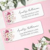 Pink Wildflower Return Address ラベル