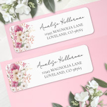 Pink Wildflower Return Address