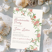 Pink Wildflower Rose Spring Bachelorette Party 招待状