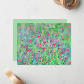 Pink Wildflower Salvia Flower Art Note Card Set ノートカード (正面/裏面インサイチュ)