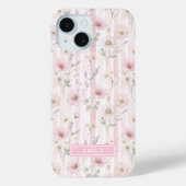 Pink Wildflower Striped Monogrammed Case-Mate iPhoneケース (裏面)