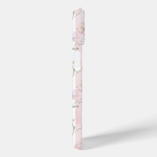 Pink Wildflower Striped Monogrammed Case-Mate iPhoneケース (裏面 / 右)