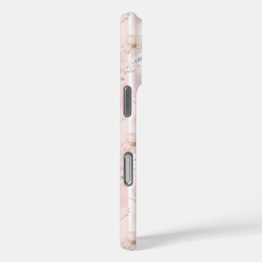 Pink Wildflower Striped Monogrammed Case-Mate iPhoneケース (裏面 / 右)