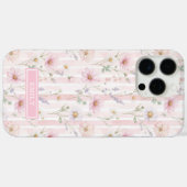 Pink Wildflower Striped Monogrammed Case-Mate iPhoneケース (裏面 (横))