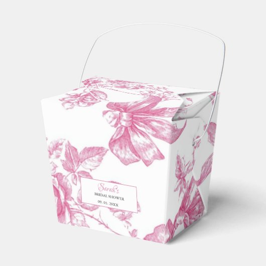 Pink Wildflower Tea Bridal Shower フェイバーボックス (正面サイド)