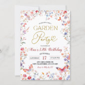 Pink Wildflower Teens Birthday 招待状 (正面)