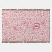 Pink Wildflower Throw Blanket monogram スローブランケット (正面)