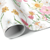 Pink Wildflower Watercolor ラッピングペーパー (ロールコーナー)