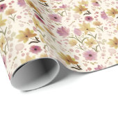 Pink Wildflower Watercolor  ラッピングペーパー (ロールコーナー)