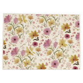 Pink Wildflower Watercolor  ラージペーパーバッグ (裏面)