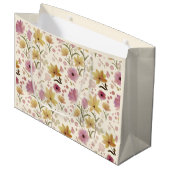 Pink Wildflower Watercolor  ラージペーパーバッグ (正面アングル)