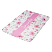 Pink Wildflower Watercolor Custom Name バスマット (アングル)