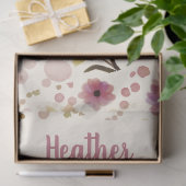 Pink Wildflower Watercolor Monogram Name 薄葉紙 (ギフト)