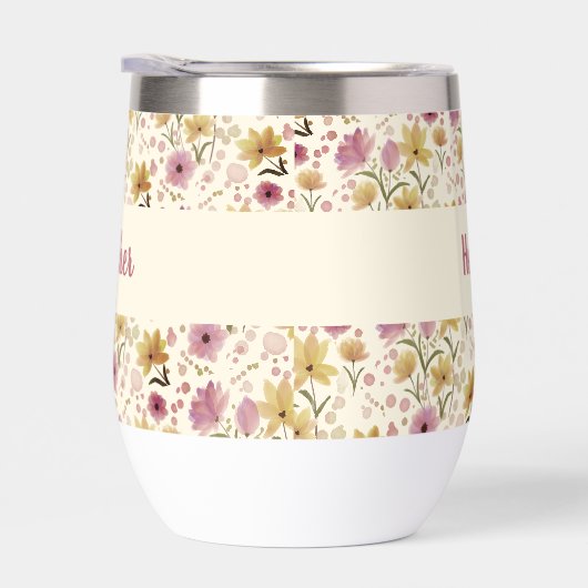 Pink Wildflower Watercolor Monogram Named (右面)