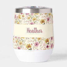 Pink Wildflower Watercolor Monogram Named