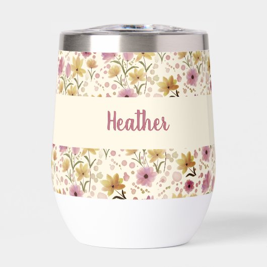 Pink Wildflower Watercolor Monogram Named (正面)