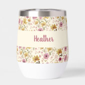 Pink Wildflower Watercolor Monogram Named (背面)