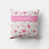 Pink Wildflower Watercolor Name  クッション (裏面)