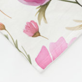 Pink Wildflower Watercolor Name  フリースブランケット (角)