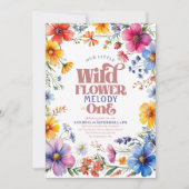 Pink Wildflower Wild One 1st birthday Invitation 招待状 (正面)