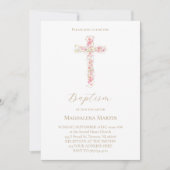 pink wildflowers cross | Baptism Invitation 招待状 (正面)