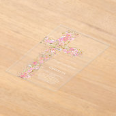 pink wildflowers cross Confirmation アクリル招待状 (レイダウン)