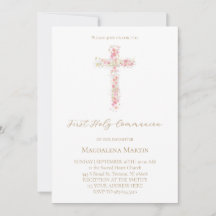pink wildflowers cross | First Holy Communion