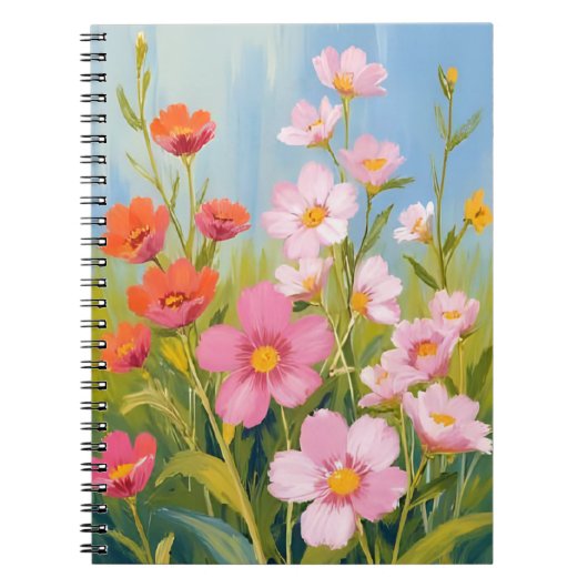 Pink Wildflowers | Watercolor Floral Painting ノートブック (正面)