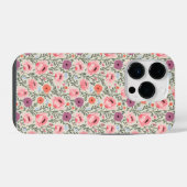 Pink Wildflowers Watercolor iPhoneケース (裏面横)