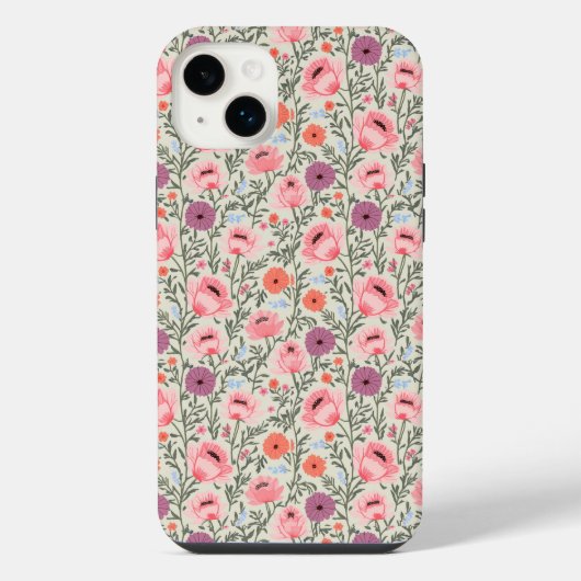 Pink Wildflowers Watercolor iPhoneケース (裏面)