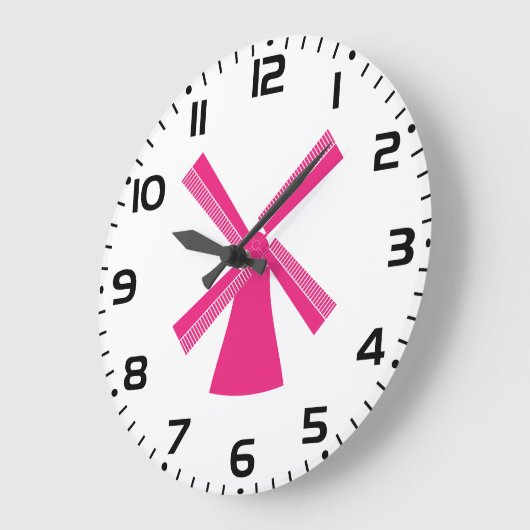 Pink Windmill ラージ壁時計 (傾斜)