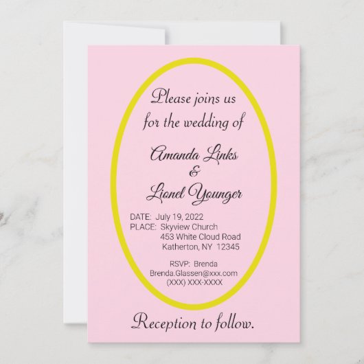 Pink Window Wedding 招待状 (正面)