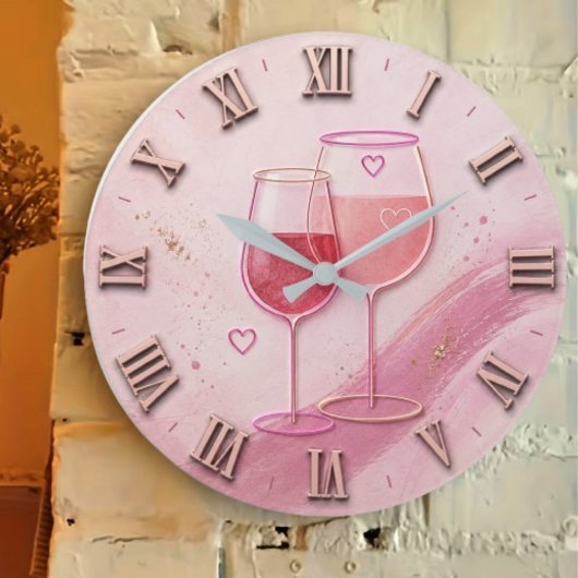 Pink Wine Glass ラージ壁時計