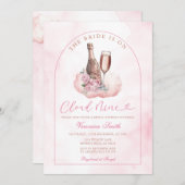 Pink Wine The Bride is Cloud Nine Bridal Shower 招待状 (正面/裏面)