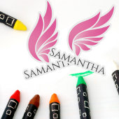 Pink Wing Cute Girly Aviation Women Simple シール