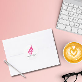 Pink Wing Cute Girly Aviation Women Simple  ラウンドシール