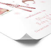 Pink Winter Après Bébé Ski Baby Shower Welcome ポスター (角)