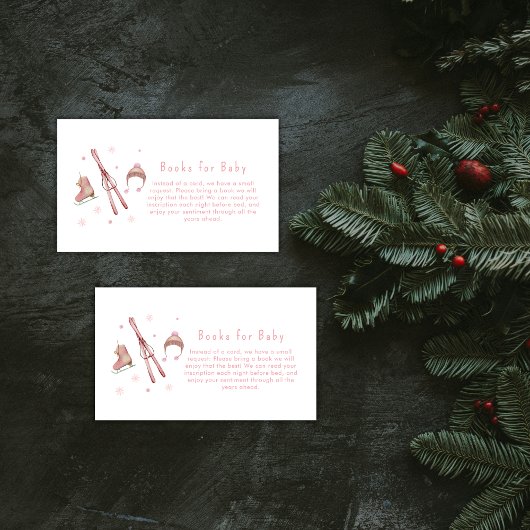 Pink Winter Après Bébé Ski Books For Baby Shower  エンクロージャーカード