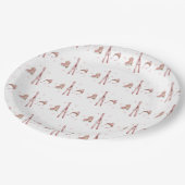 Pink Winter Après Bébé Ski Pattern Baby Shower  ペーパープレート (アングル)