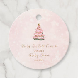 Pink Winter Baby Its Cold Outside Baby Shower フェイバータグ