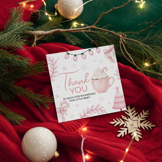 Pink Winter Baby Shower Favor Tag フェイバータグ