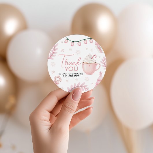 Pink Winter Baby Shower Favor Tag フェイバータグ