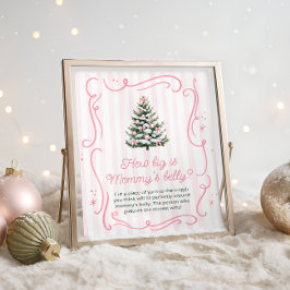 Pink Winter Baby Shower How Big is Mommy's Belly ポスター