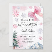 Pink Winter Baby Shower Invitation 招待状 (正面)
