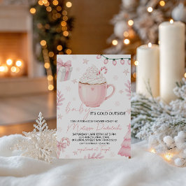 Pink Winter Baby Shower Invitation 招待状